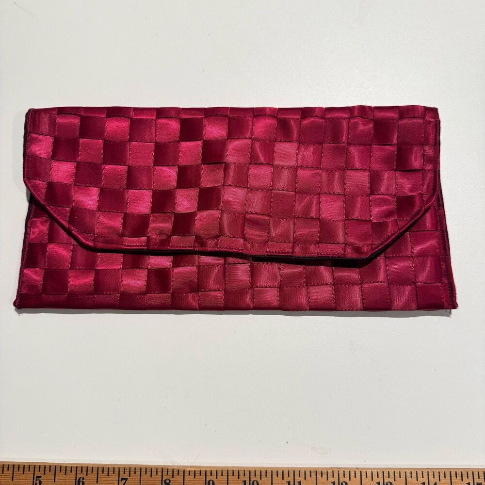 Seatbelt Bag Red Woven Clutch Envelope Purse Handbag